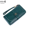 RFID anti-theft brush Retro large capacity long wallet Multi-card women's wallet Multi-function zipper wallet with wrist strap 4