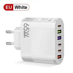 Versatile 6-in-1 Fast Charging Adapter with USB & PD Ports - EU/US/UK Plug - EU White