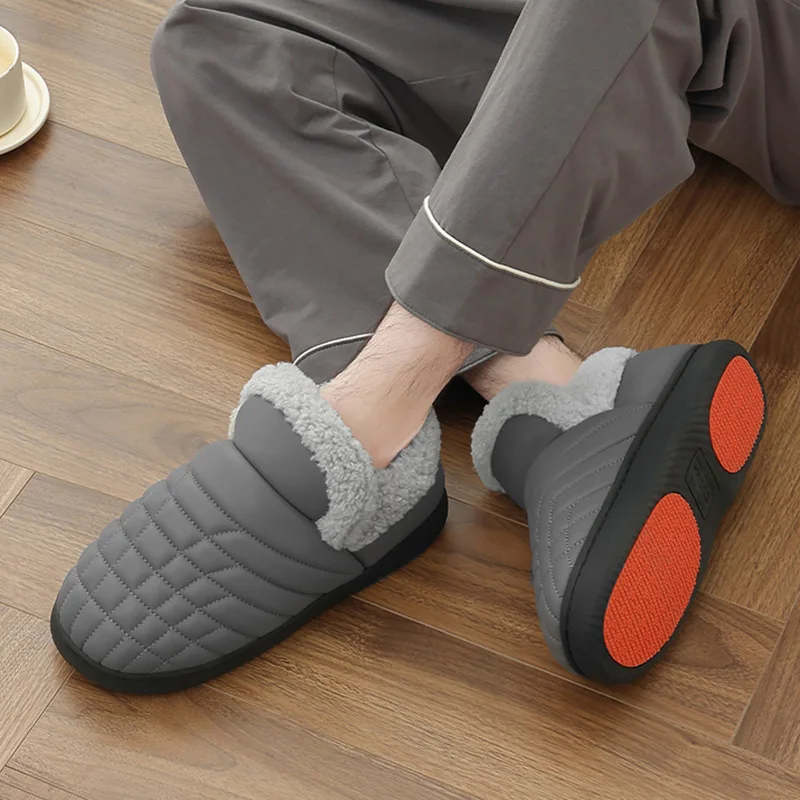 Anti Slip Winter Cotton Padded Shoes Women Old People Comfortable Warm Bag Heels Slides Women's Soft Sole Home Plush Slides