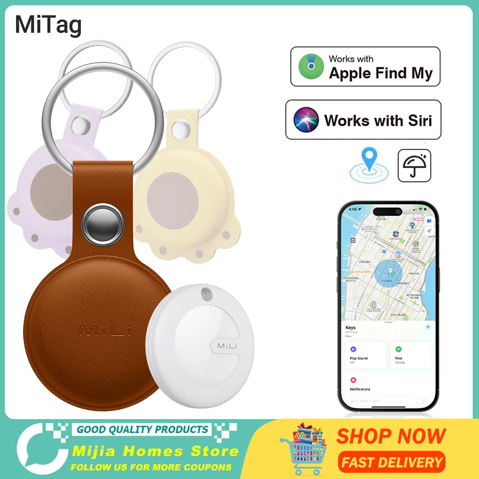 Localizador de llaves Mitag, localizador GPS Bluetooth certificado por MFi,  dispositivo antipérdida que funciona con Apple Find My - AliExpress