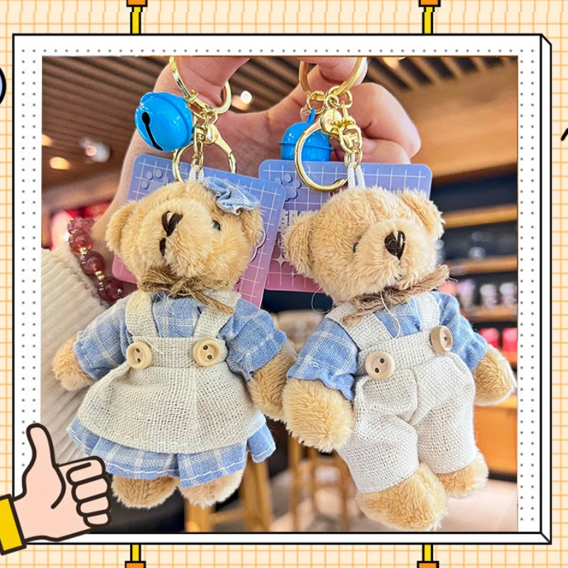 Cartoon Creative Bear Doll Keychain Cute Personality Doll Couple Schoolbag Plush Keychain Car Woman Backpack Jewelry Accessories