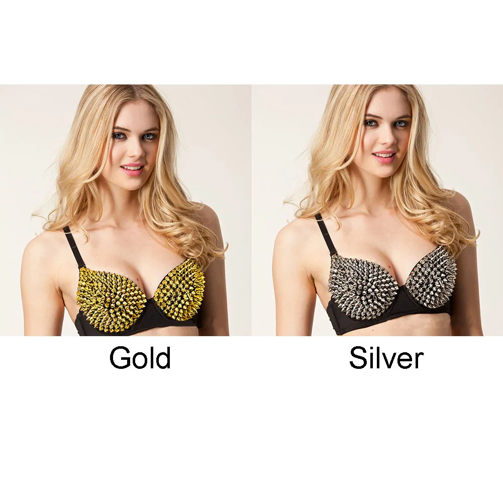 Sexy Gold Metal Skeleton Studded Soutien Gorge Push Up Bra Big Size Women  Bralette Bras Underwire Gothic Punk Lingerie Clubwear - AliExpress