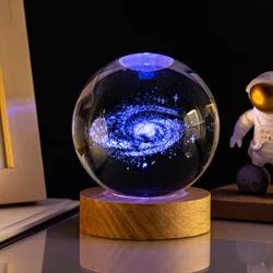 Luminous 3D Galaxy Crystal Sphere Lamp - Illuminated Astronomy Decor (Galaxy)
