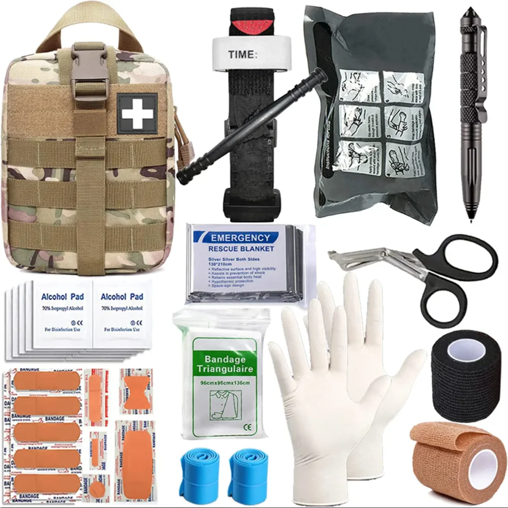 152PieceHikingFirstAidKitSurvivalKitTacticalMedicalKitPouchRefillSuppliesfor