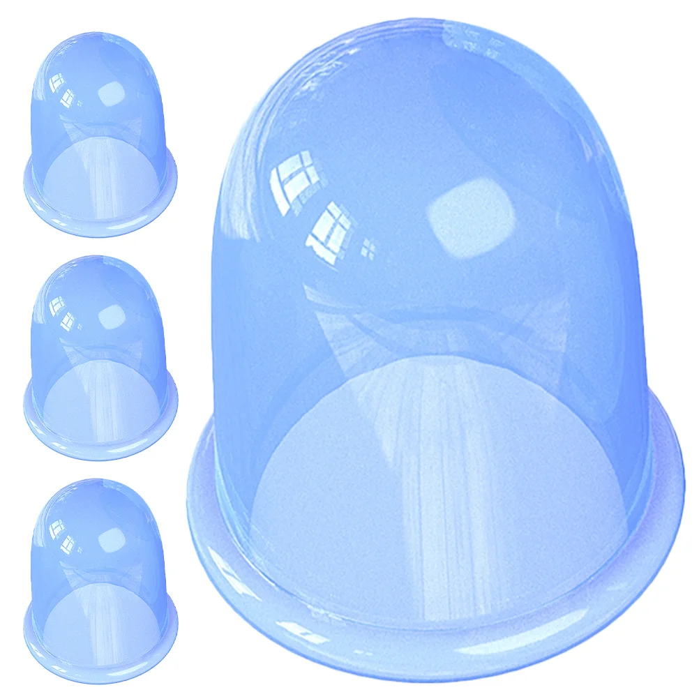 

4 Pcs Silicone Cupping Massage Vacuum Device 4pcs (Blue) Moisture Absorption Body Massager Anti Cellulite Suction Silica Gel