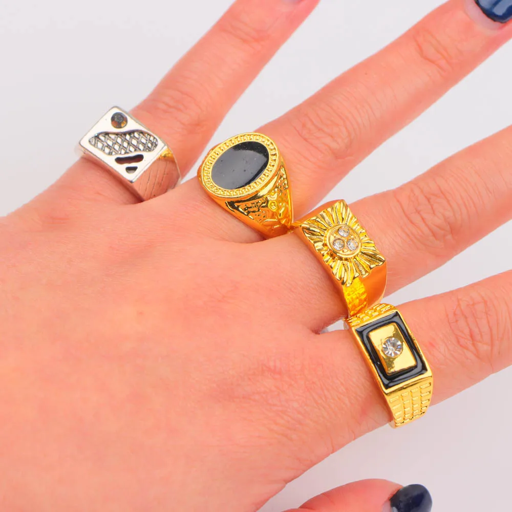 10/20Pcs/Lot New Fashion Classic Vintage Luxury Rhinestone Rings For Women Men Mix Style Finger Jewelry Accessories Party Gifts 6