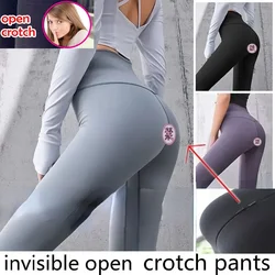 Women Open Crotch Pants Invisible Zipper Open Crotch Tight Leggings Yoga Pants Plus Size High Waist Couples Outdoor Trousers