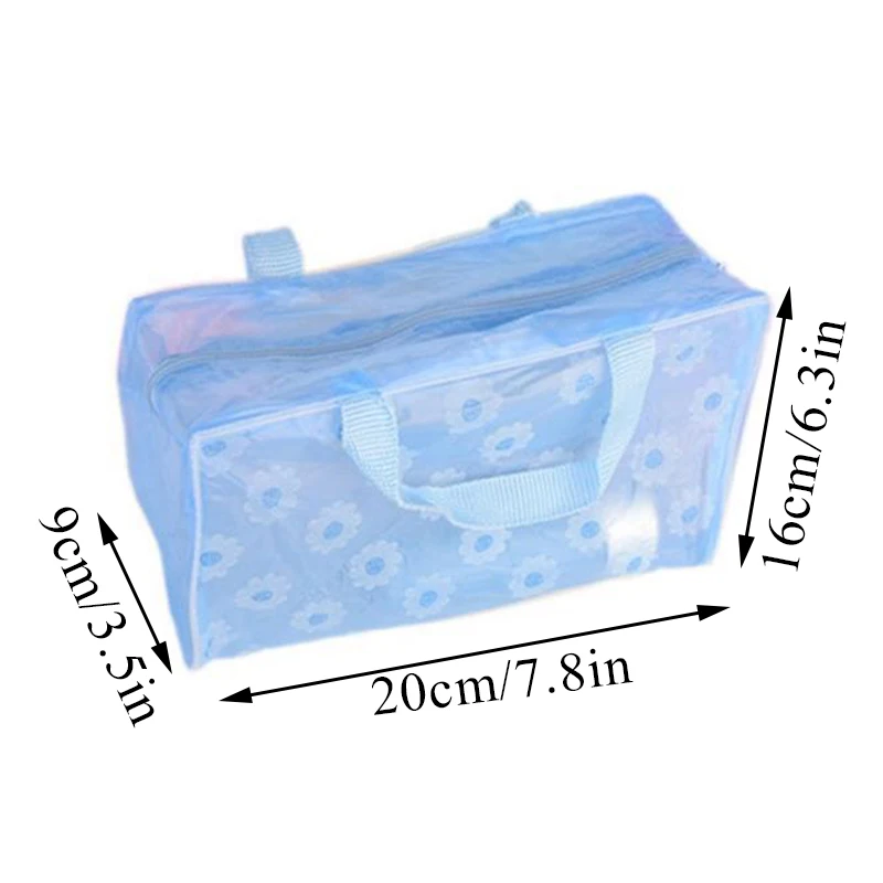 Floral PVC Transparent Cosmetic Bag Clear Makeup Bag for Women Girl Waterproof Zipper Beauty Case Travel Toiletry Bags Handbag