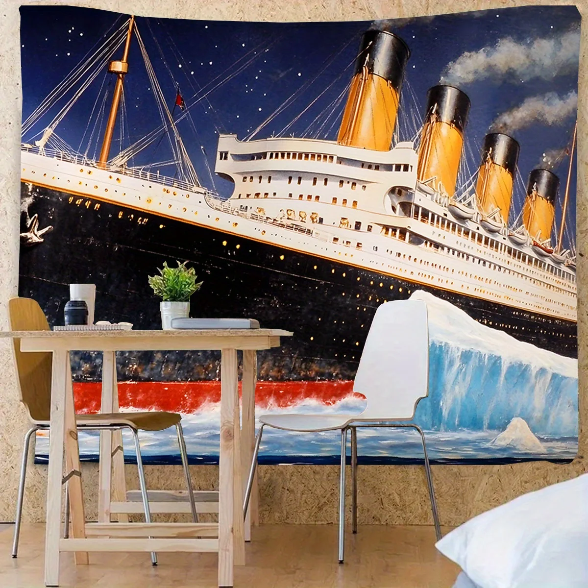 1, Titanic- und Eisberg-Ölgemälde-Banner-Hintergrund, geeignet für Geburtstage, Feiertage, Partys, mehrere Größen zur Auswahl