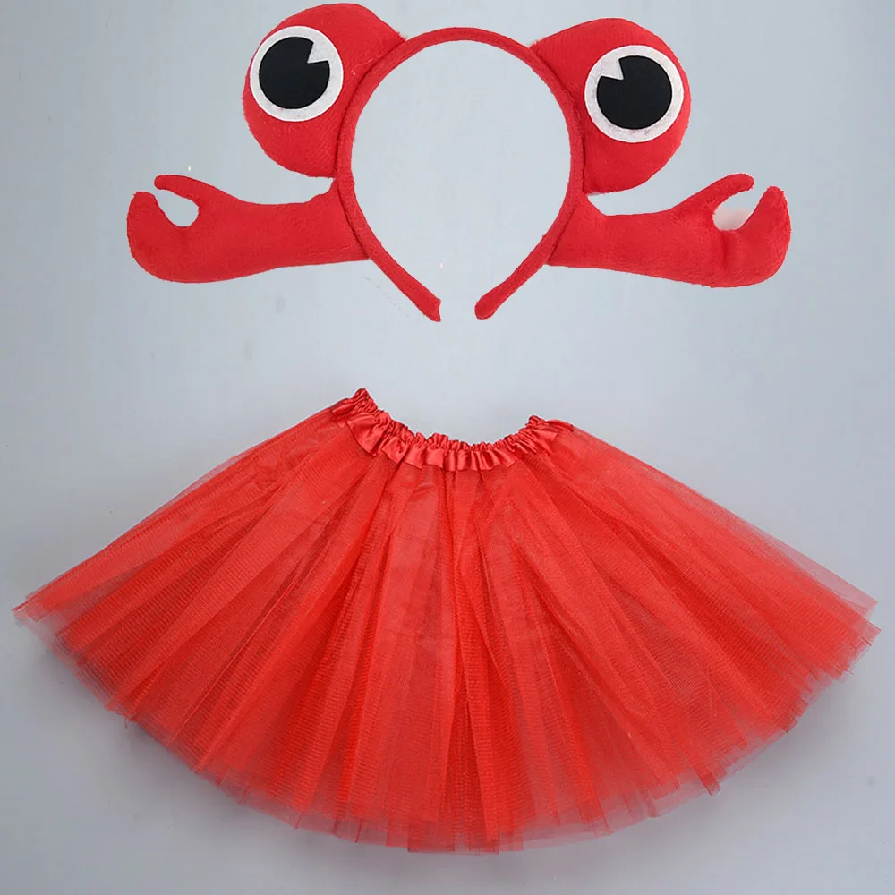 Cartoon Kids Children Animal Fish Crab Headband Tutu Skirt Tie Tail Party Gift Birthday Halloween Costume Cosplay animal cosplay costume