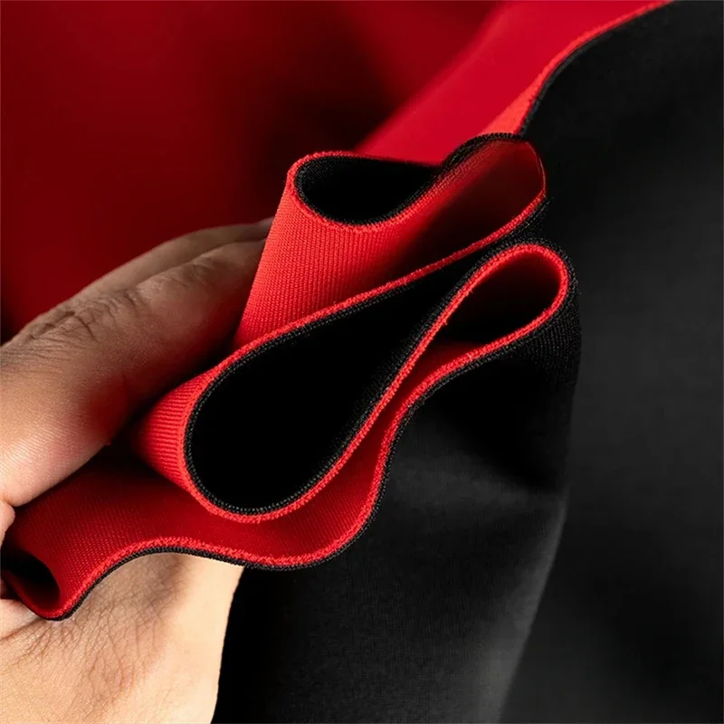 Two-Color Space Cotton Fabric, Black and Red, Both Sides Can Be Used for DIY Sewing Thick Skirt and Sweatshirt Fabric 50x155cm