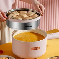1.8L 2.5L Electric Cooking Pot Integrated Long Handle Pot Ceramic Non-Stick Pot Household Electric Frying Pan With Steamer 220V 2