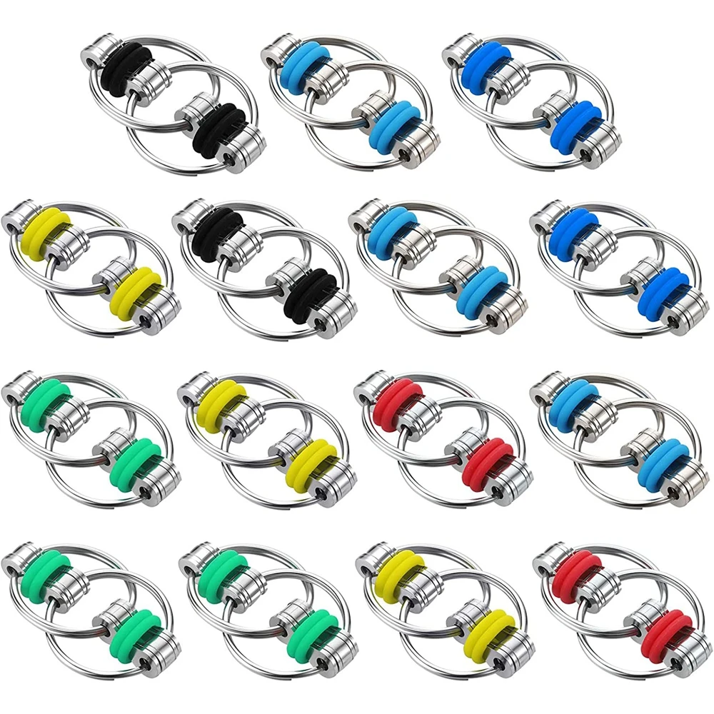 15PCS Bike Chain Fidget Toys Flippy Finger Roller Chains Sensory Toy Handheld Ring for Adults Boys Girls Anxiety Stress Relief images - 6