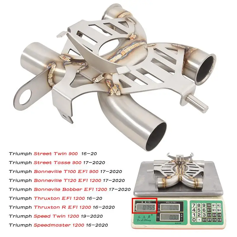 Exhasut Mid Pipe Per Triumph Bonnevile T100 T120 Street Twin 900 Moto Middle Connect Tube Acciaio Inossidabile