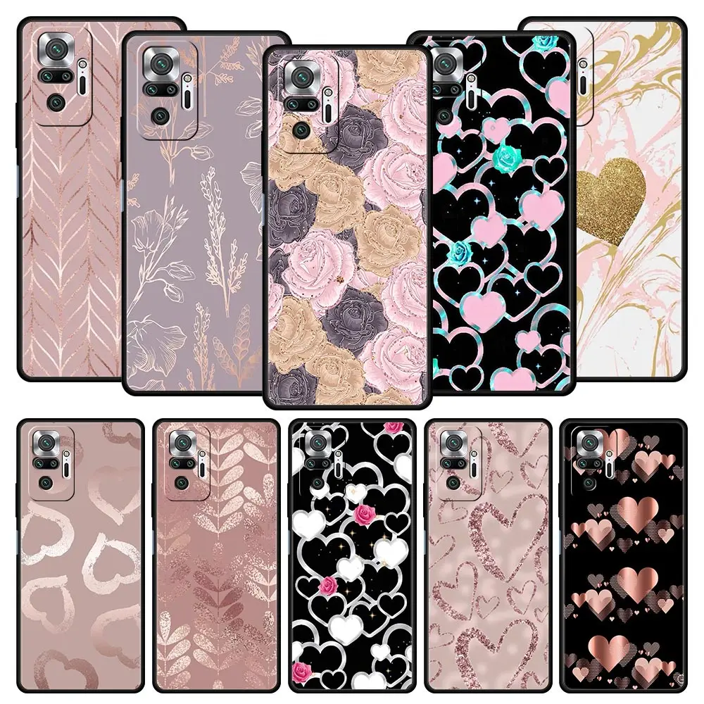 Gold Rose Love Heart Soft TPU Phone Case
