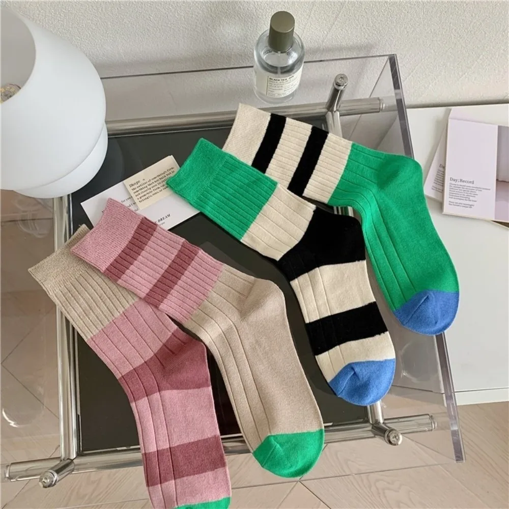 Cotton Stripes Soft Long Socks for Women