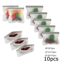 10 - Piece Reusable Silicone Food Storage and Sandwich Bag Set, Leakproof and Stand - Up Design (10pcs)