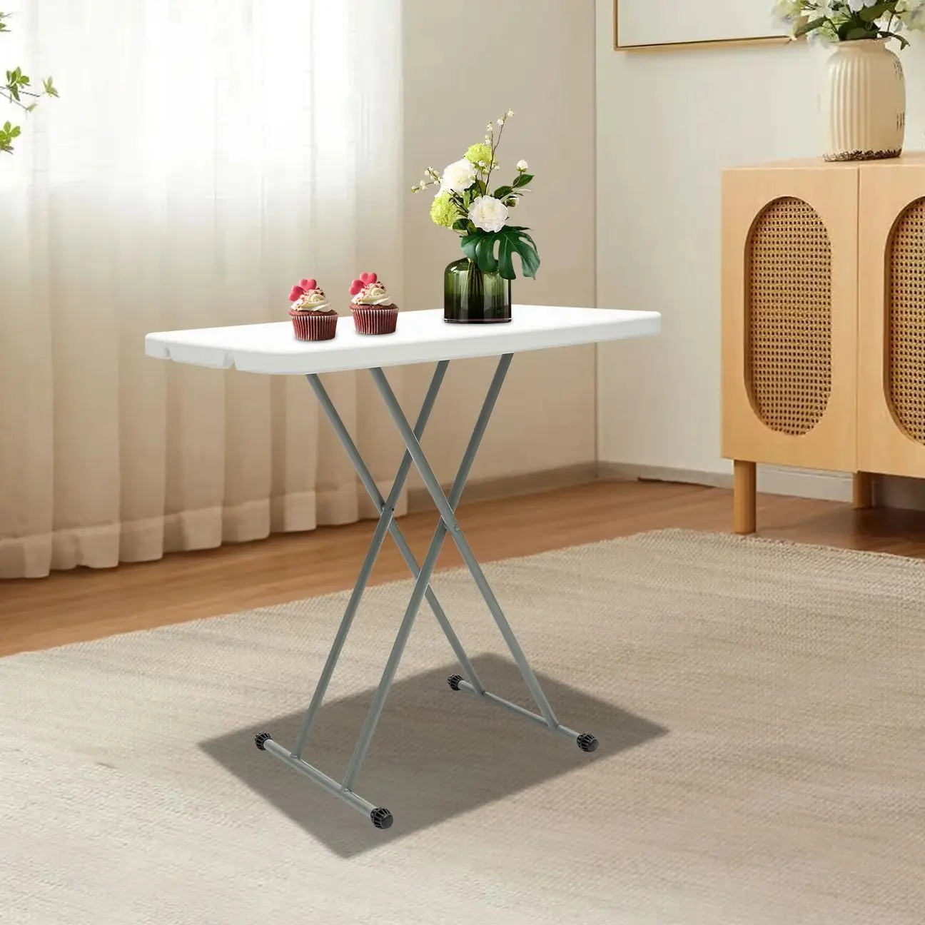 Adjustable Folding Table ,Portable Camping Table, 50kg Load, 3-Level Adjustable Height for Indoor Outdoor Picnicking Camping