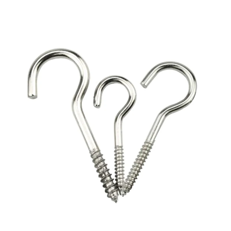 Paquete De 20 Tornillos De Metal De Alta Resistencia, 304 Ganchos De Acero Inoxidable, Ganchos De Anillo De Ojo Autorroscantes, Cables De Luces Colgantes, Interior Fuerte (2-3/4 Pulgadas
