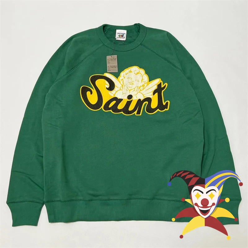 

SAINT MICHAEL ANGEL Raglan Sleeve Sweatshirts Men Women 1:1 High Quality Hoodie Cracked Crewneck