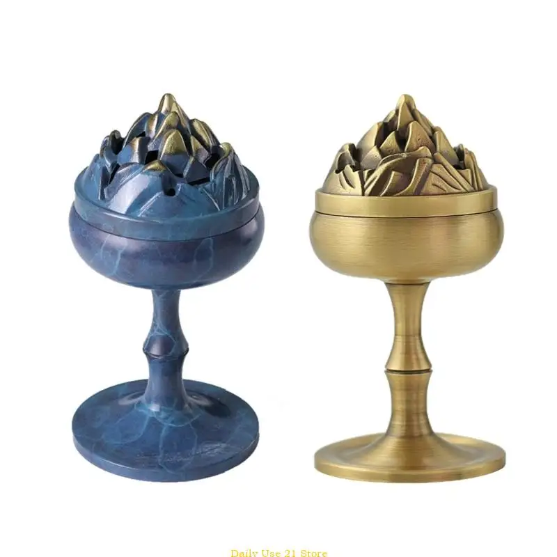 

Brass Mountain Incense Holder with Cover Sandalwoods Censer Home Decorations