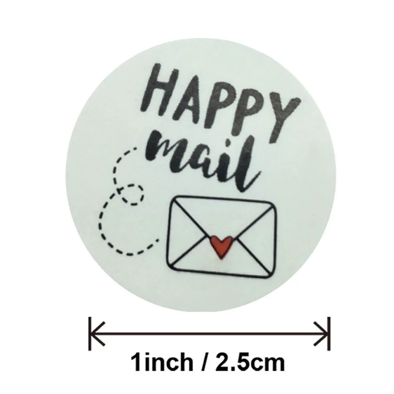 50pcs Happy Mail Kraft Sticker Labels for Scrapbooking and Packaging