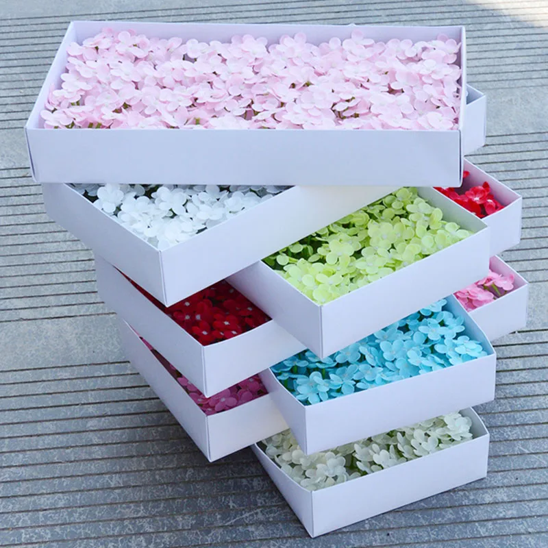 수국 9 헤드 비누 꽃 DIY 선물 상자 부케, 어머니 날 생일 발렌타인 웨딩 크리스마스 새해, 9x6.5cm