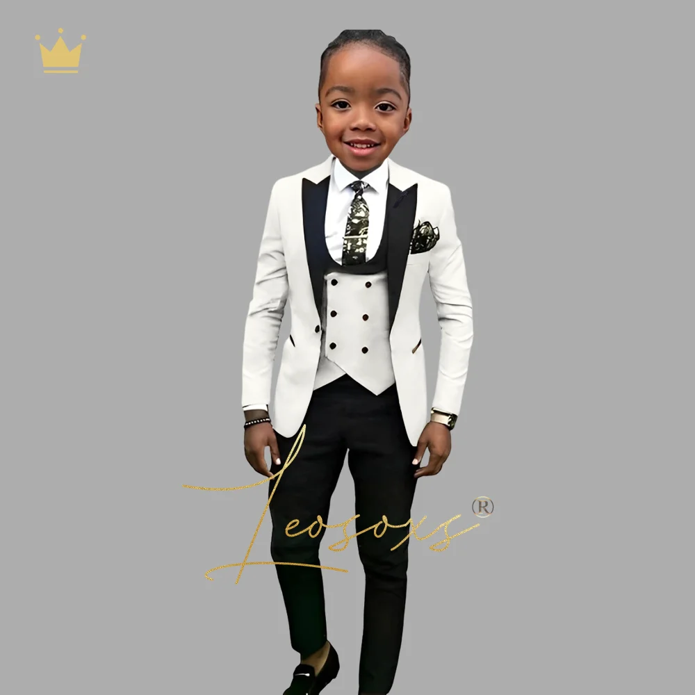 Boys fashion black peak lapel design, (jacket vest and trousers) 3~16 years old children's party birthday wedding suit
