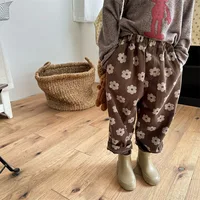 Autumn New Children Loose Trousers Vintage Flower Print Girls Harem Pants Baby Boys Casual Pants Cotton Baby Trousers Clothes 1
