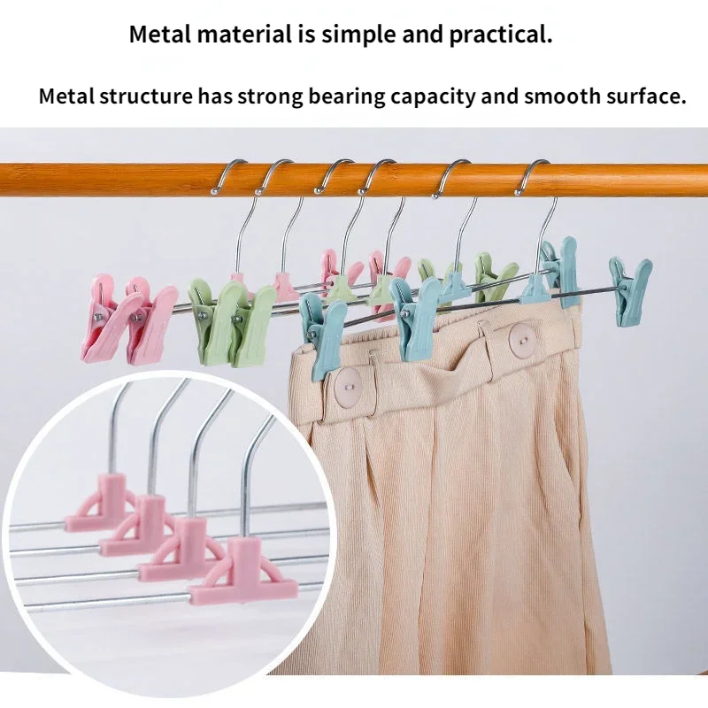 Trouser Hangers, 10 Pack Skirt Hangers with Adjustment Plastic Grip Pant Hangers
