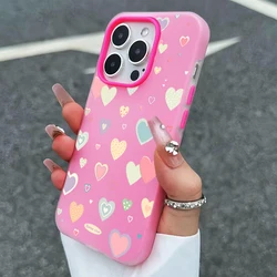 Cute Colorful Love Heart Design Phone Case - 2 - in - 1 Cover for Redmi Note 10 (Rose red)