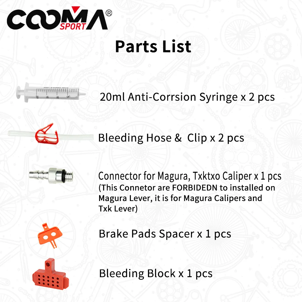 Bicycle Hydraulic Brake Bleed kit for Magura MT Series Brake System, Basic Kit, V0.5/V0.7