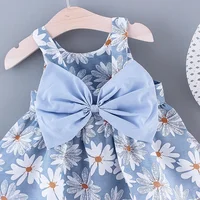 (Girls 0-3 Years Old) Summer New Girls Dress Floral Print Little Fresh Everyday Sweet Princess Dress with Bow 5
