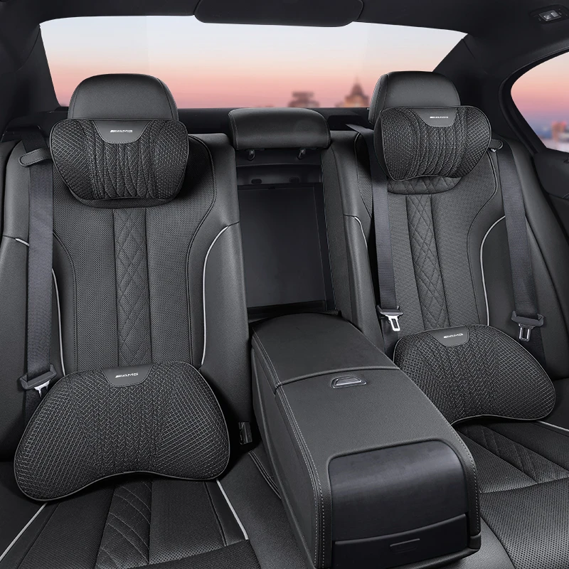 메르세데스 벤츠 AMG W203 W205 W206 W211 W220 W212 W169 W177 GLK GLE GLC용 자동차 시트 헤드레스트 인체공학적 쿠션 요추 지지 패드