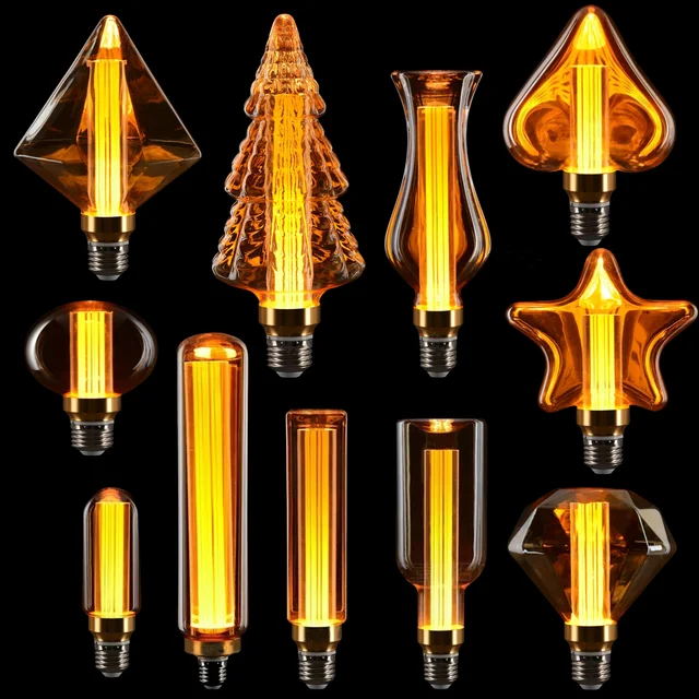 Retro LED Edison หลอดไฟ 85 V-265 V E27 3W หลอดไฟ ST64 G80 DT45 Vintage โคมไฟโคมระย้าไฟตกแต่งคริสต์มาสโคมไฟดอกไม้ไฟ 1