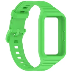 Silicone Watch Strap with Protective Case for Smartwatch Fitness Trackers (Fluorescent green)