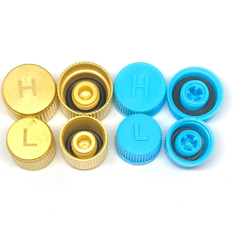 Copper Automobile Air Conditioner R134A Valve Core Cover Refrigerant Valve Dust Caps 4PCS High And Low For Asian Cars