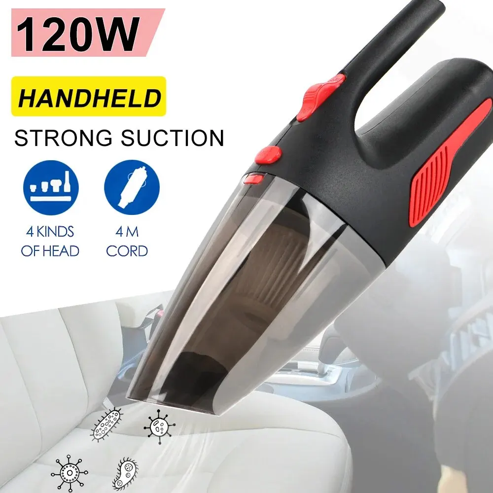  120W 12V 5000PA Super Suction Wet Dry Dual-Use Cigar Lighter Adapter Handheld Car Vacuum Cleaner Interior Accessories Universal 