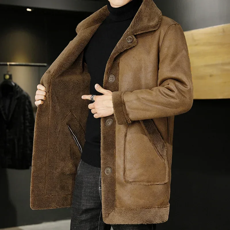 Double -sided Wear Winter Jacket Men Granular Velvet Splicing Slim