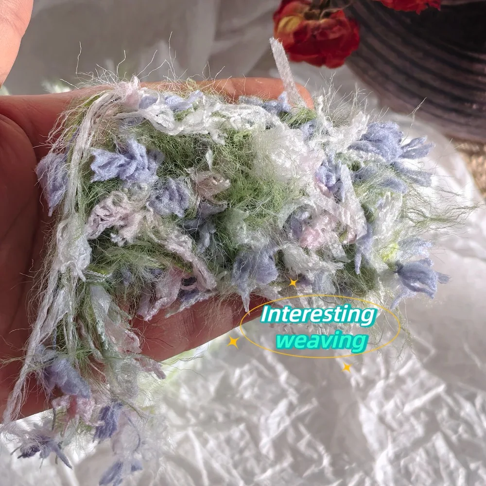50g 포레스트 프리즘 핸드 믹스드 얀, 그린 애플 롱 벨벳 혼합 실, DIY 수공예품, 예를 들어 손으로 짠 스카프와 모자