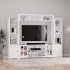 4 Piece Wall Unit TV Stand with Bookshelf,TV Console Table Media Entertainment Center, Living Room Wine Cabinet Display Cabinet 2