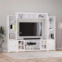 4 Piece Wall Unit TV Stand with Bookshelf,TV Console Table Media Entertainment Center, Living Room Wine Cabinet Display Cabinet 2