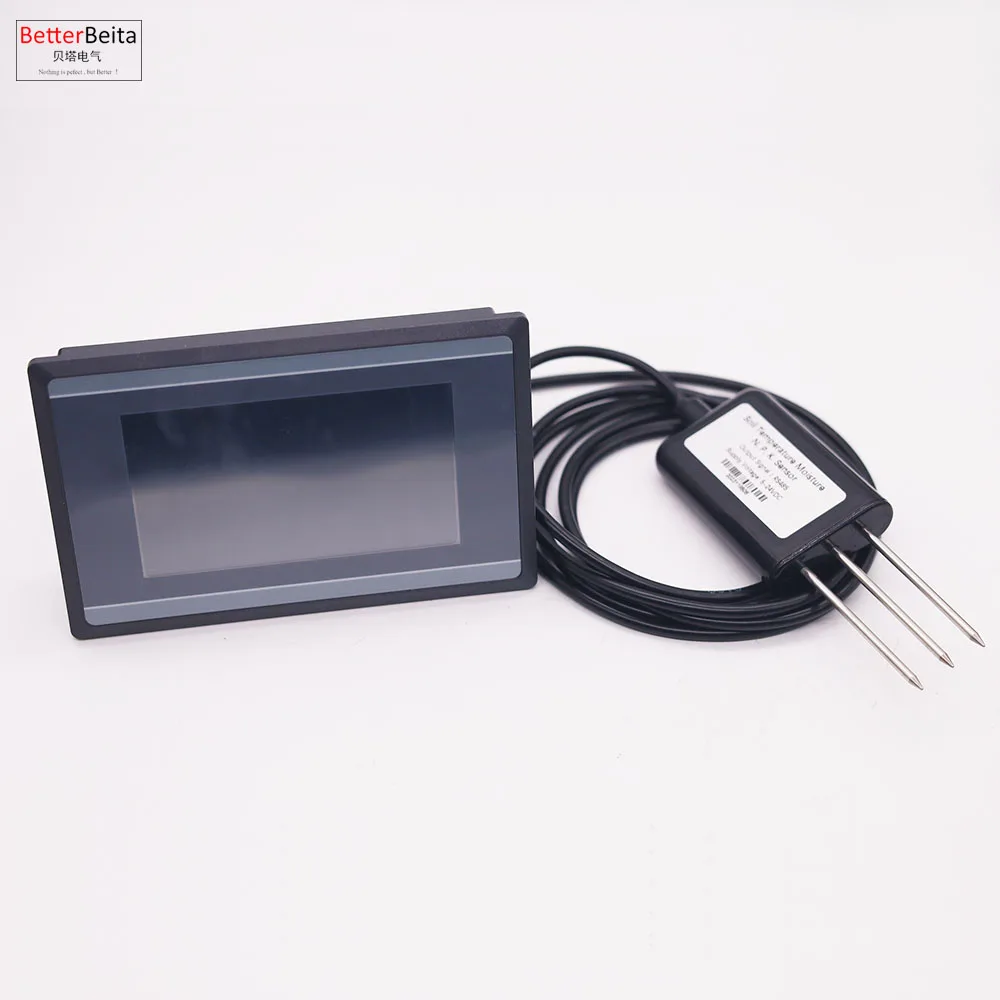 Measuring and Logging Soil Moisture Temperature Humidity EC PH NPK Sensor with HMI touch screen soil detector