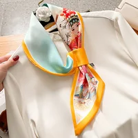 Luxury Spring Summer Ear Silk Scarf Women Striped Print Neckerchief Wrist Towel Korean Style Tie Bag Band Ladies Neck Scarf 2023 3