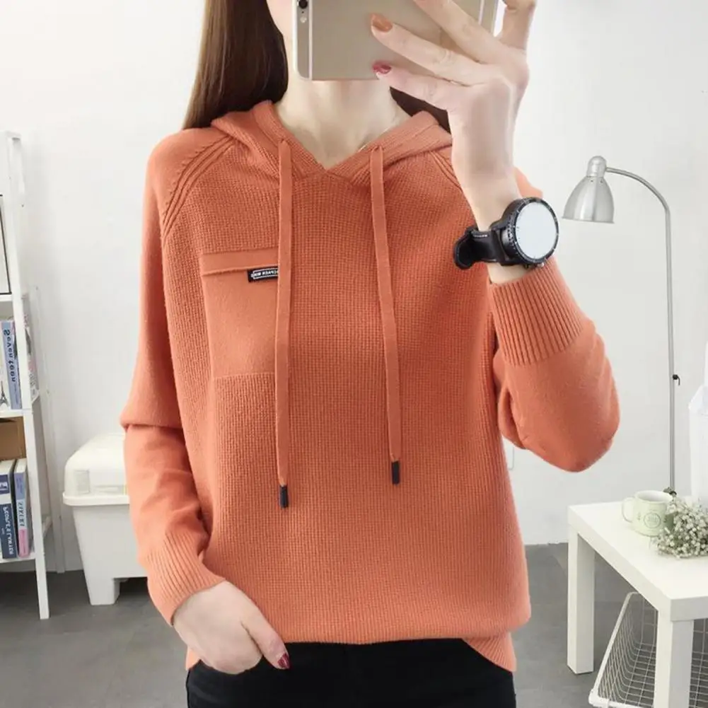 

Women Hoodie Cozy Plus Size Women's Hooded Sweaters Soft Knitted Drawstring Tops for Fall Winter Breathable Lady Hoodie