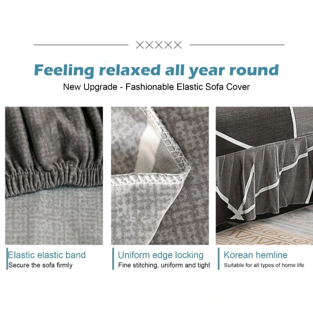 Simple Stretch Armless Sofa Bed Cover All-inclusive Foldable Sofa Cover with Skirt Armless Sofa Cover Funda De Sofá Sin Brazos 4
