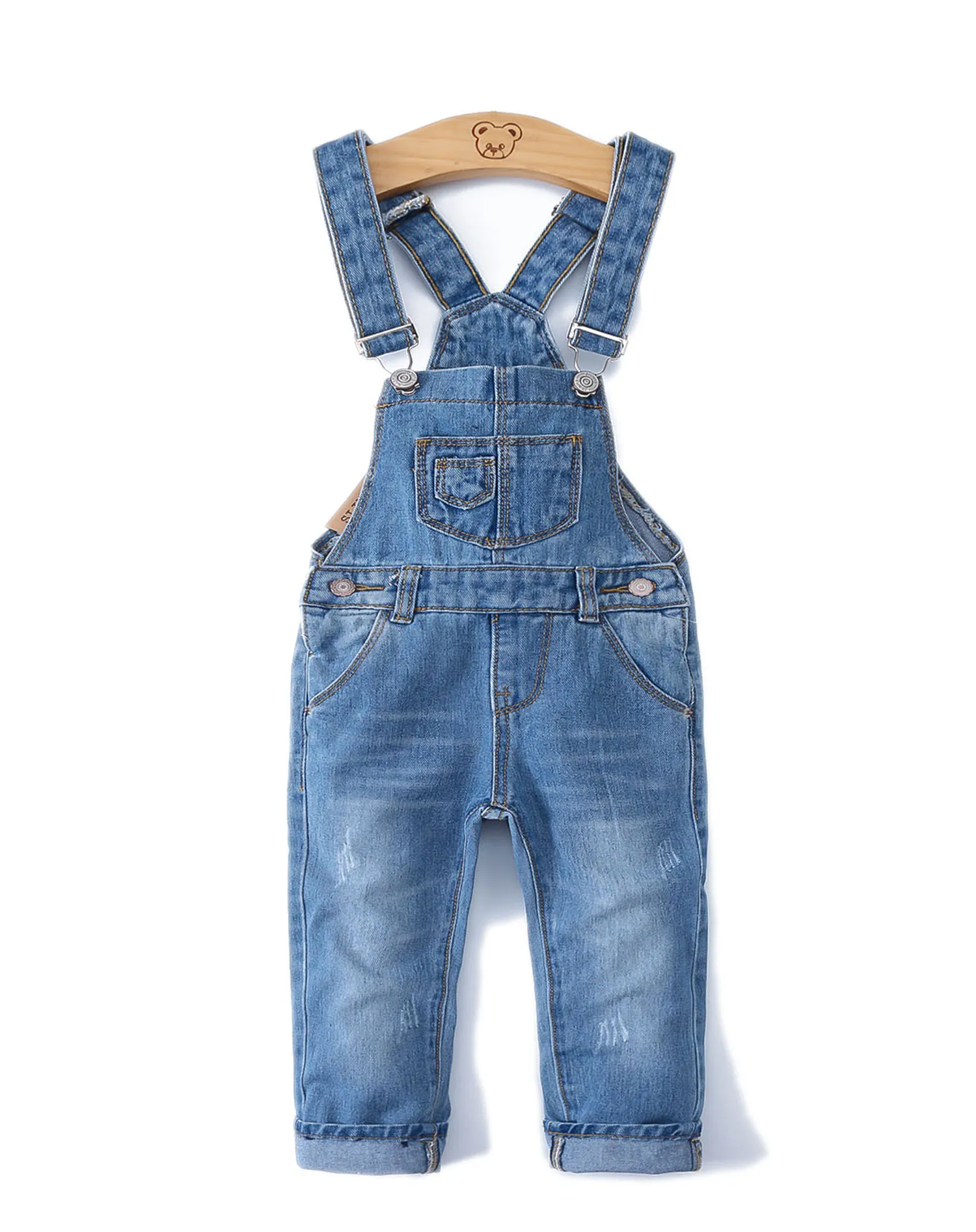 

Kidscool Child Stretchy Stone Washed Soft Cute Slim Jeans Overalls