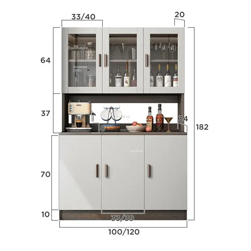 Modern Kitchen Cabinet Multifunctional Wooden Kitchen Cabinet Furniture Locker Glass Sideboard Living Room Wine