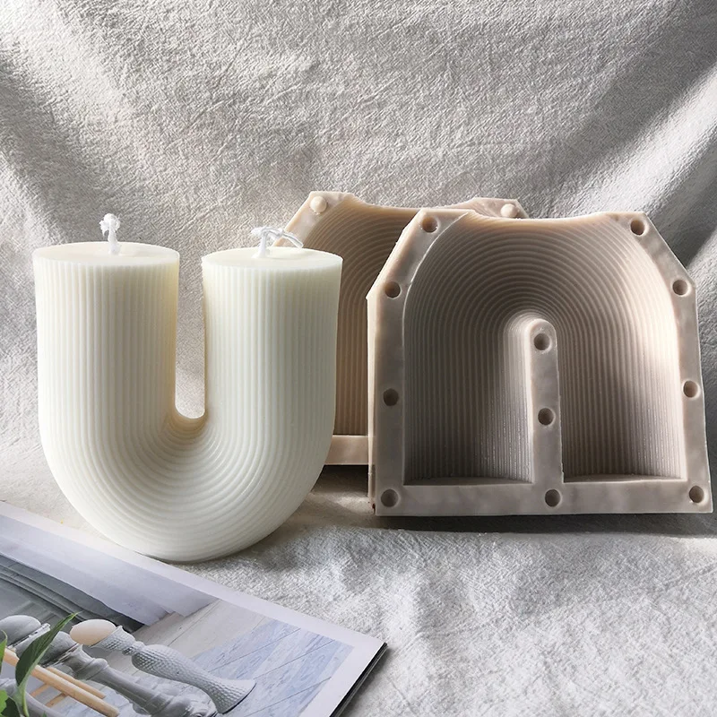 Silicone Candle Mould With Aesthetic Ribbed U Shaped Stripe Pillar Arch  Taper Curl Candle Mold - Silicone Molds Wholesale & Retail - Fondant, Soap,  Candy, DIY Cake Molds