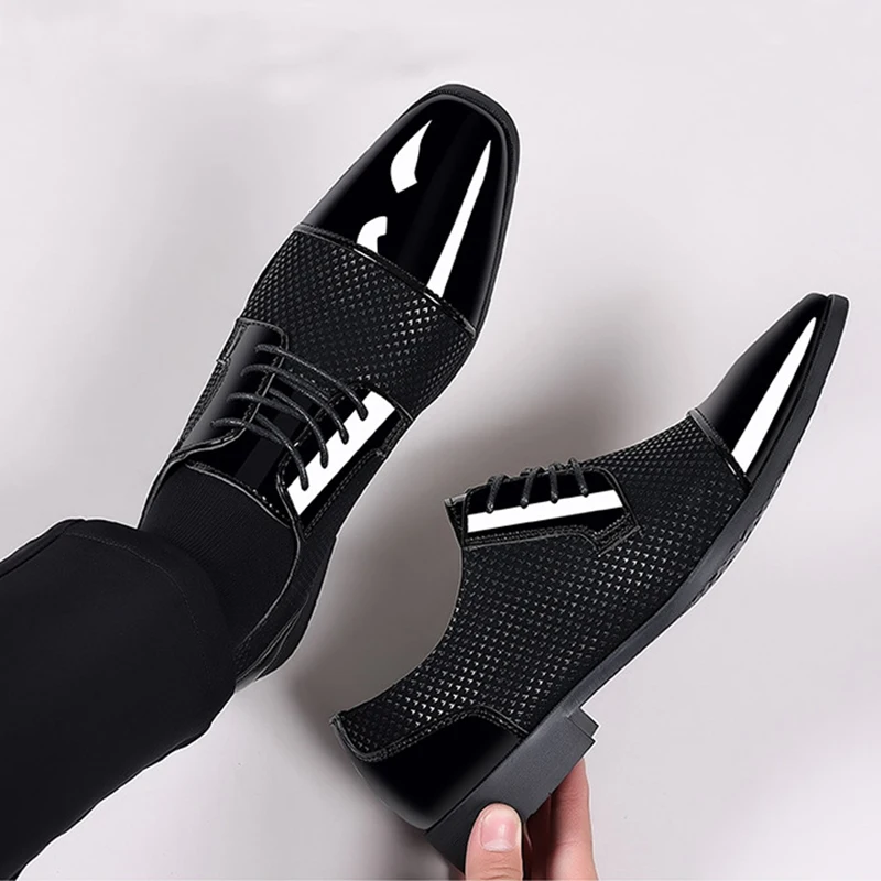 

Mens Dress Shoes PU Leather Formal Shoes Men Lace Up Wedding Shoes Moccasin Derby Men Casual Shoes Plus Size 38-48